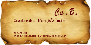 Csetneki Benjámin névjegykártya